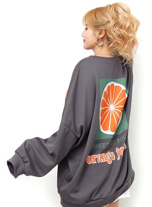 오렌지 오버핏 맨투맨 티셔츠 OPA266